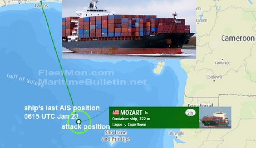 قراصنة يهاجمون سفينة تركية على متنها ۱۹ شخصا قرب نيجيريا